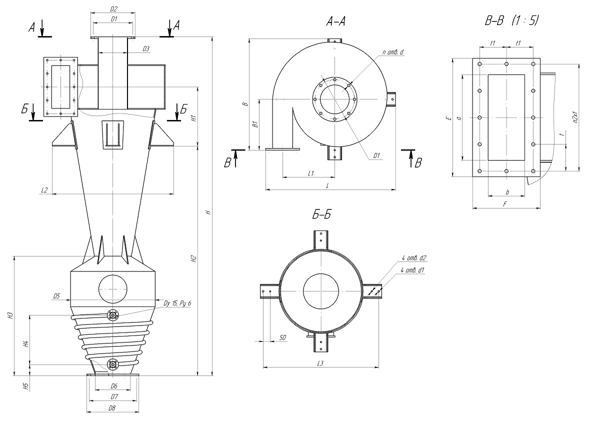 чертеж циклона СК-ЦН-34 в Котласе
